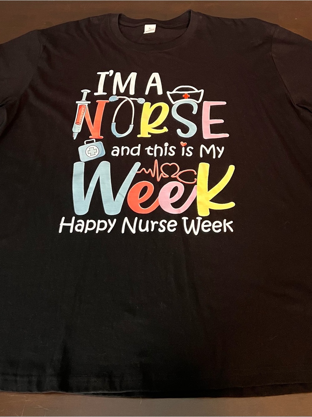 Happy Nurse Week Black Graphic T-Shirt Unisex Size XL